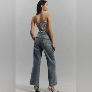 Anthropologie Pilcro Austyn High Rise Wide Leg Embellished Uncuffed Edition